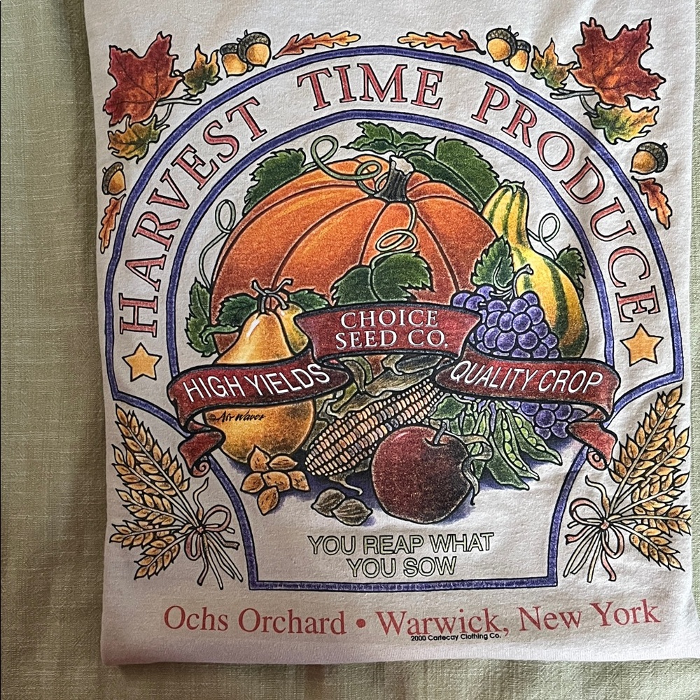 Ochs Orchard Warwick New York Produce T-Shirt Unisex XL Harvest Time Produce - Picture 8 of 8